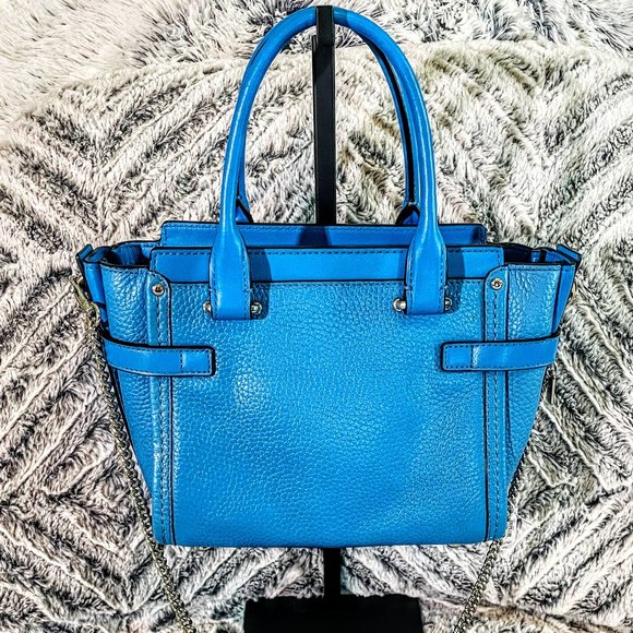 EUC - COACH AZURE SWAGGER 21 CARRYALL IN PEBBLE LEATHER (F37444) - Picture 2 of 9